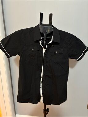 Guess Black Short-Sleeve Button-Down Shirt with White Trim 2 for $25